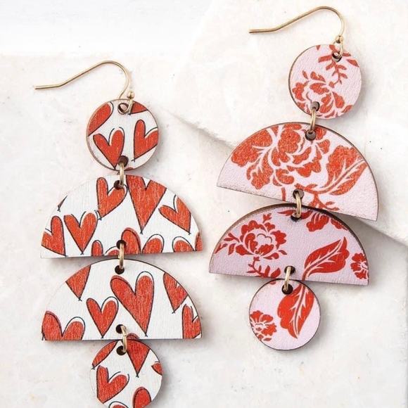 New Plunder "Mo Sweet" Reversible Wooden Earrings (3") - Picture 3 of 6